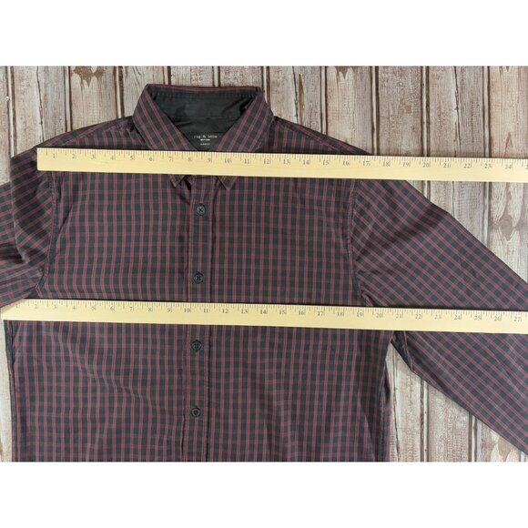 Rag & Bone Slim Fit Stock Shirt color plaid wine size M NWT - Picture 4 of 6